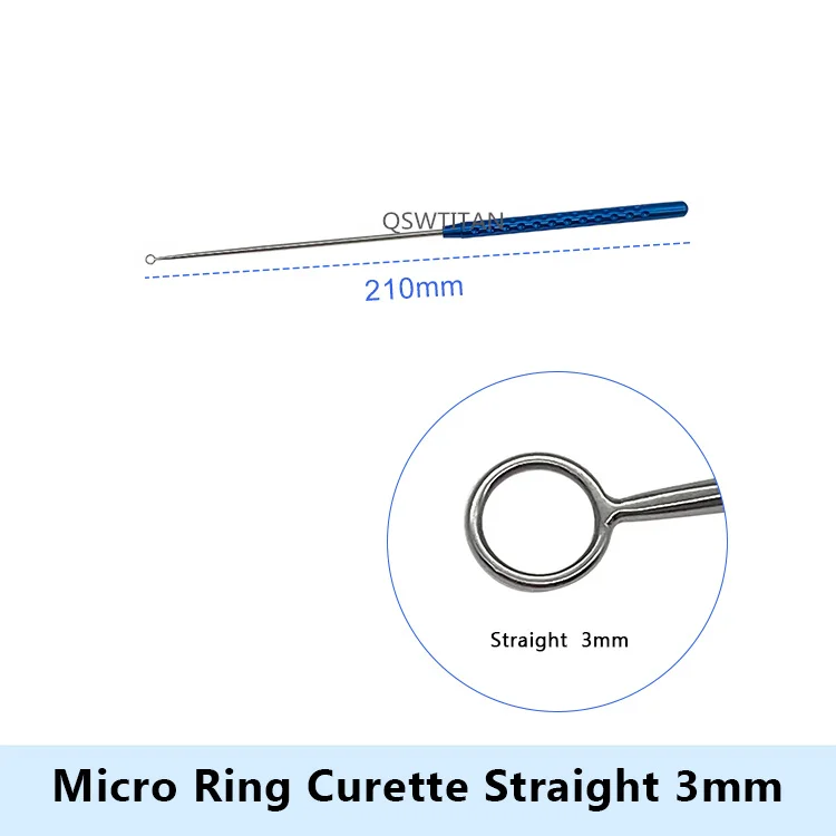 Cureta Micro Anel com Ponta, Instrumentos Cirúrgicos Microneurocirurgia, 3mm, 4mm, 5mm, 1Pc