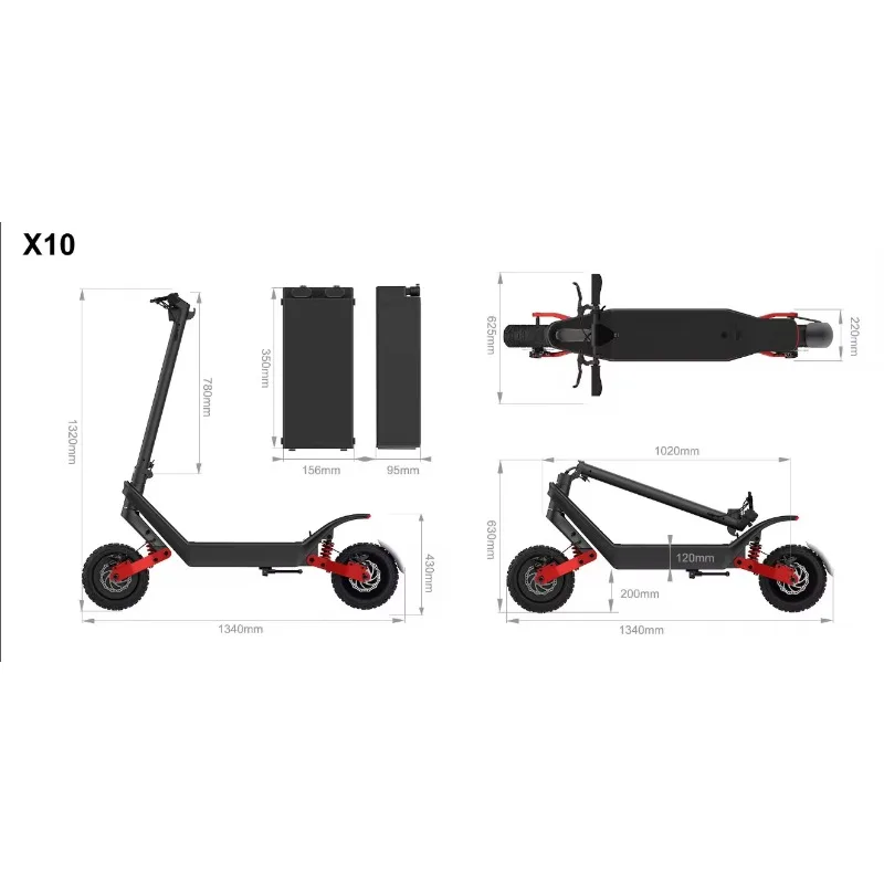 2024 New off-Road Big Two Wheel X10 Fast Electric Scooter Accessories Scooter Battery