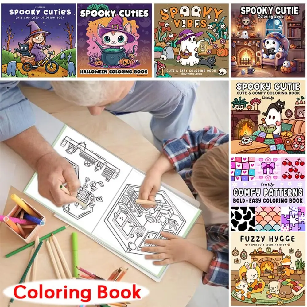 Spooky Cutie Coloring Book In Cozy Moments For Relaxation Educational Doodles Book Featuring Adorable Creepy Creatures