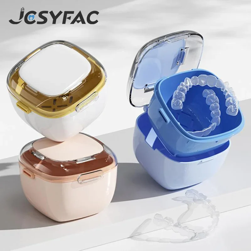 

Oral Cleaning False Teeth Denture Storage Box Portable Mouth Guard Box Retainer Case Teeth Aligner Braces Box