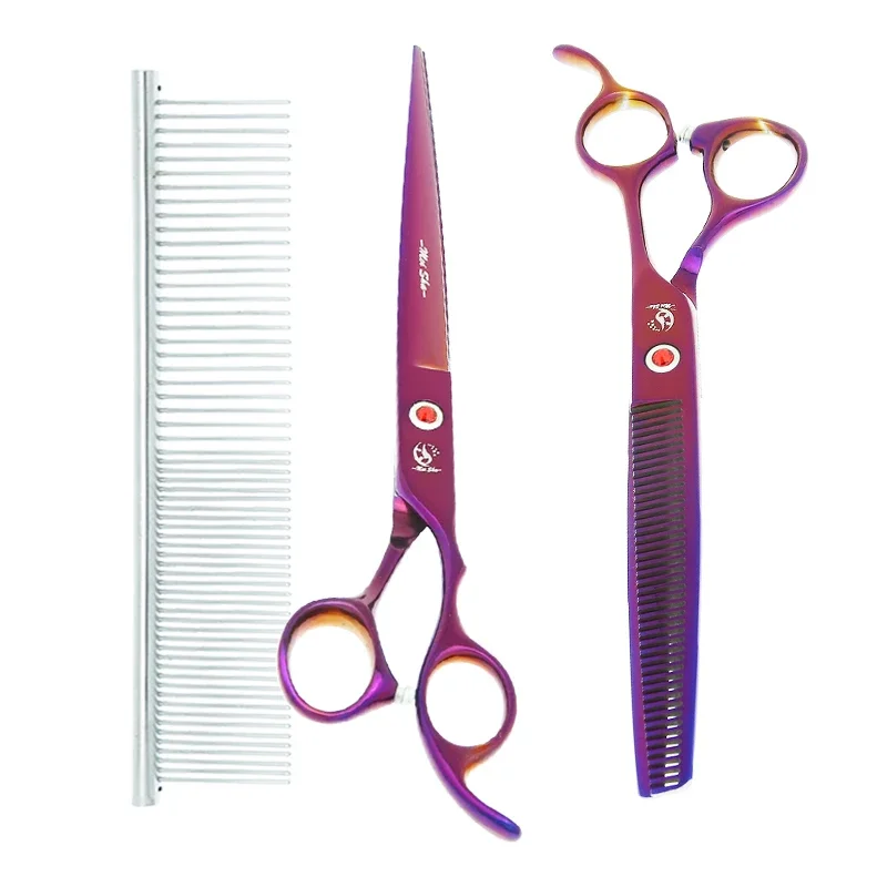 Meisha 8 inch Professional Pet Trimming Scissors Straight Curved Cutting Animal Thinning Shears Dog Grooming Cat Scissors B0045A