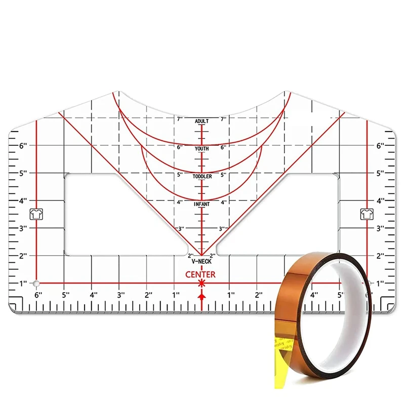 Tshirt Ruler Guide For Vinyl Alignment, T Shirt Ruler To Center Design Tshirt Measurement Tool With Heat Tape