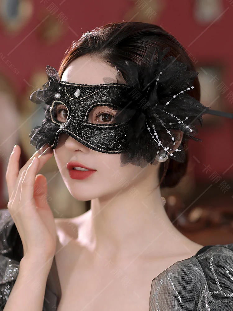 Maschera filato di seta nera fatto a mano da donna colore Sexy abbinato moda semplice adatto festa di ballo banchetto maschera per gli occhi puntelli per le prestazioni