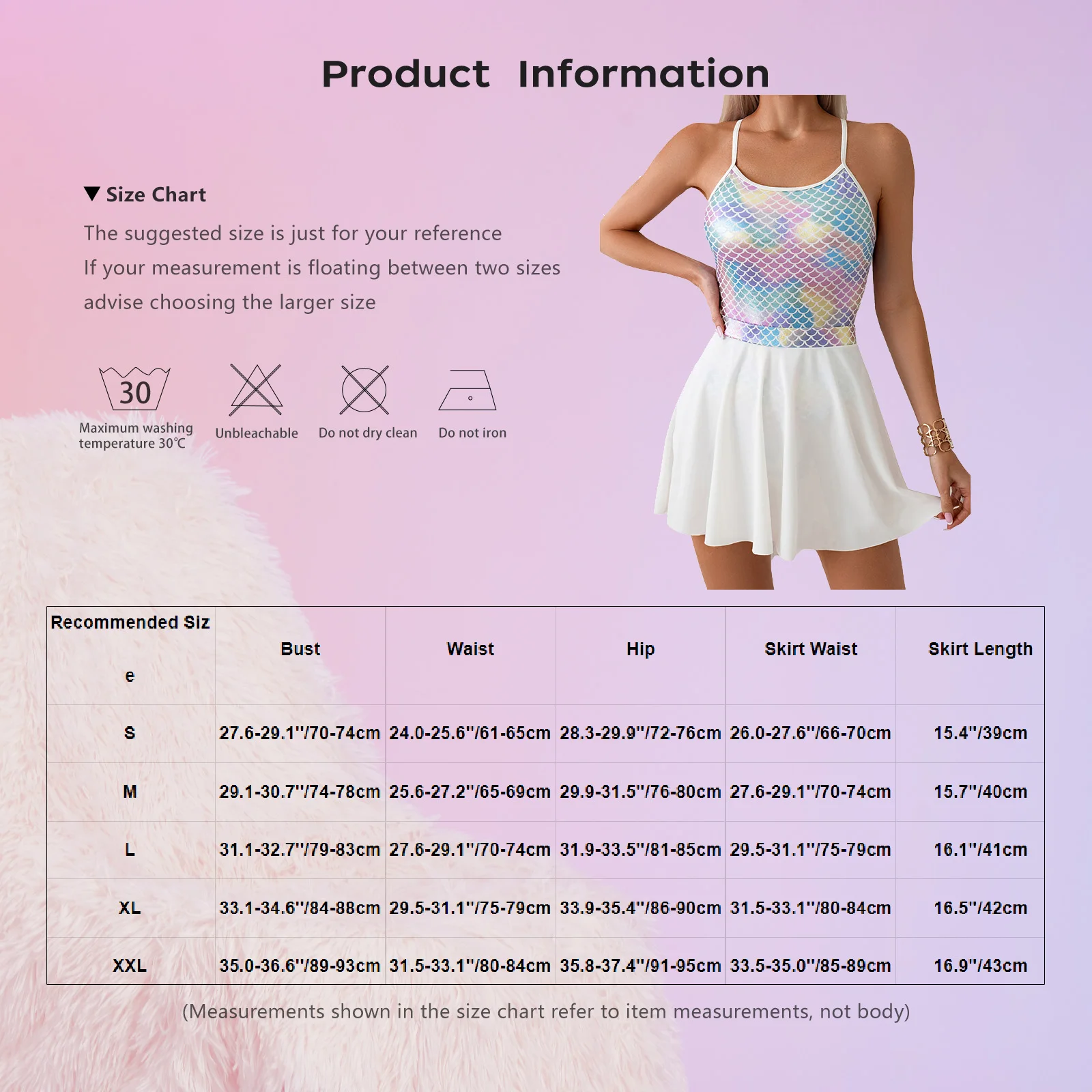 Women Swimsuit Skirt One-piece Suspenders Jumpsuits Shiny Mermaid Fish Scales Print with Short Skirt Set for Competitive Sports