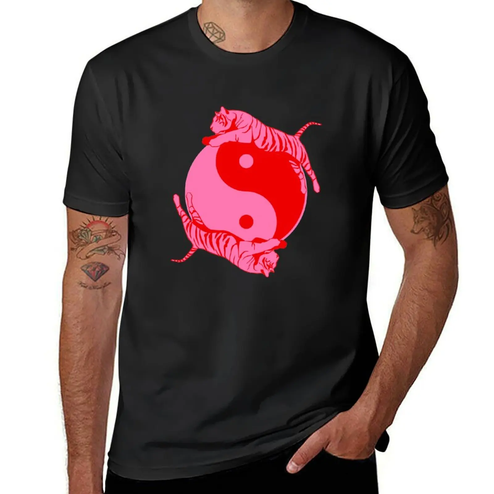 

yin yang tiger T-Shirt funnys kawaii clothes t shirts for men