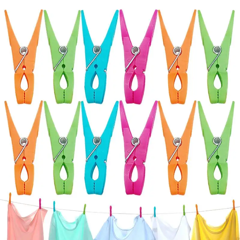 12Pcs Plastic Laundry Clothes Pins Hanging Pegs Clips Household Food Clip Clothespins Socks Underwear Bra Drying Rack Holder