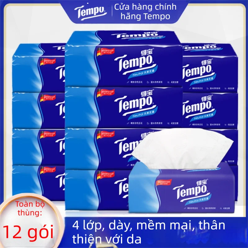Tempo | Khăn giấy dày 4 lớp không mùi, 90 tờ