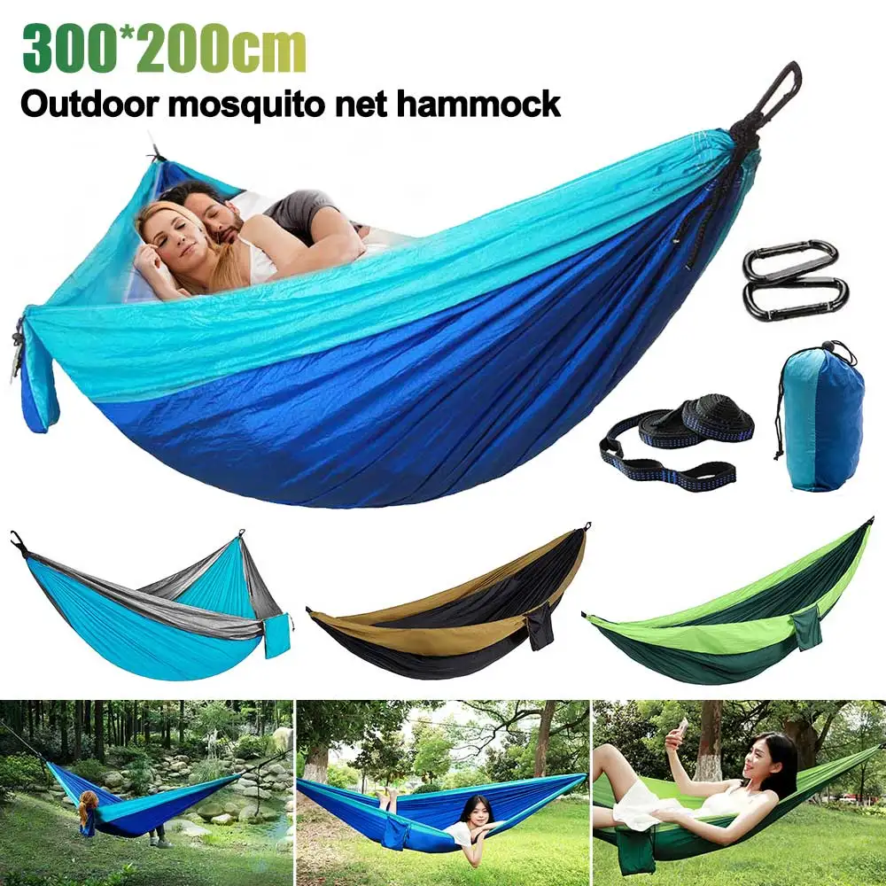 

Solid Color Parachute Hammock with Hammock straps and Black carabiner Camping Survival travel Double Person outdoor furniture