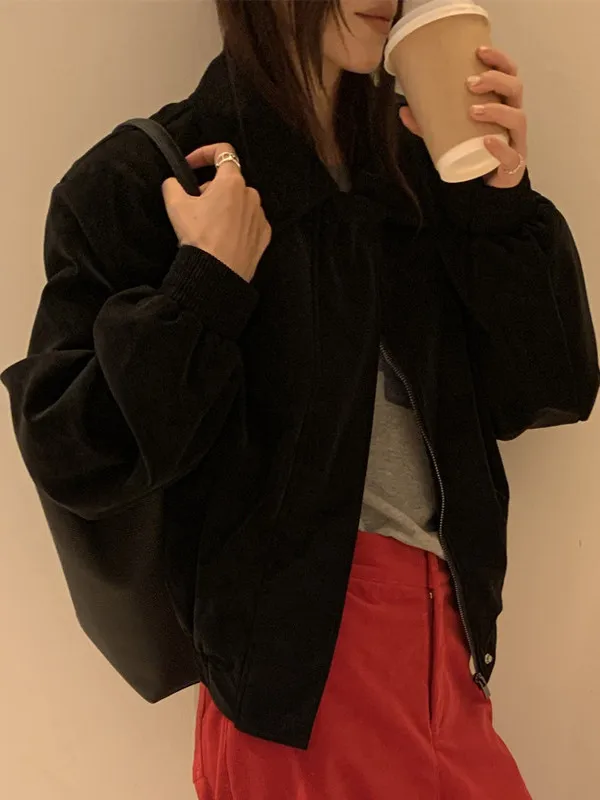 アメリカン スレ レトロ ジッパー オート レザー ジャケット レディース 香港 スレ シック コットン入り ジャケット バイクウェア トレンド