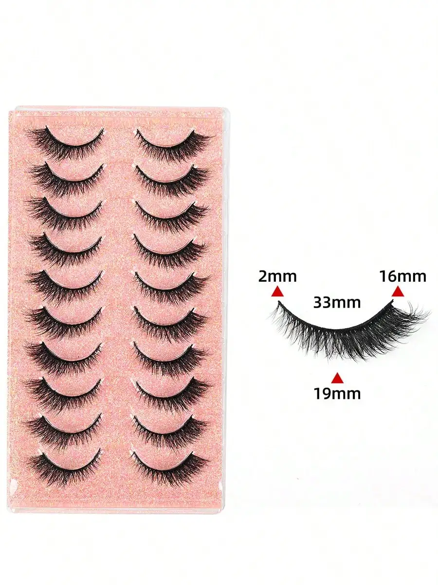 새로운 10 쌍 자연 짧은 3D 밍크 가짜 속눈썹 5D 푹신한 가짜 속눈썹 메이크업 키트 밍크 속눈썹 확장 눈 속눈썹 짧은 속눈썹