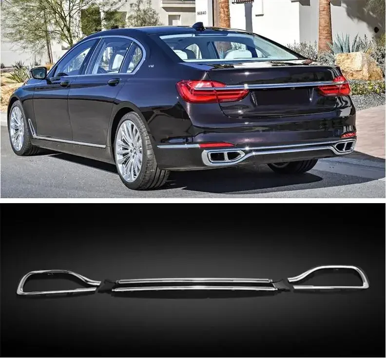 3pcs/set ABS Chrome Rear Trunk Lip Door Lid Bumper Exhaust Tips Cover Trims For BMW 7 Series G11 G12 2016 2017 2018 2019 2020