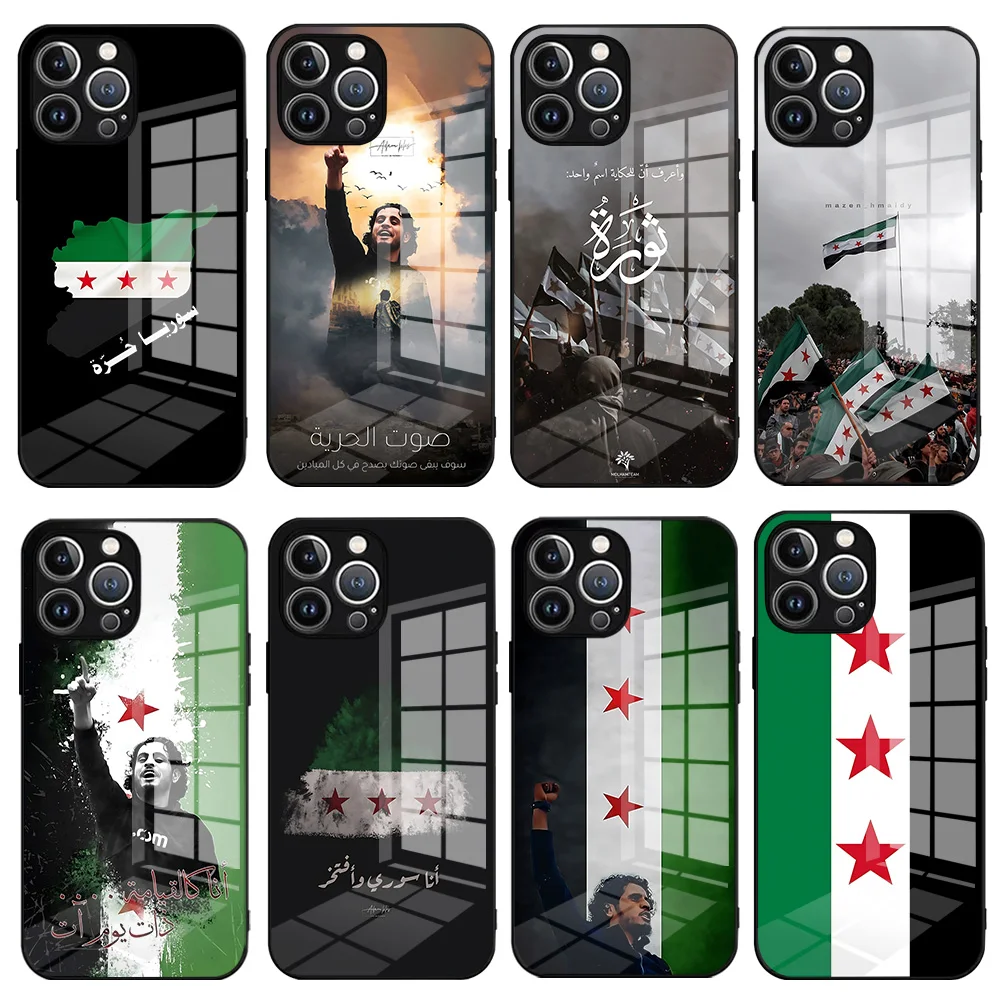 S-Syria Revolution Flag Phone Case For iPhone 16 15 14 13 12 Mini 11 Pro XS Max XR X SE 2022 8 7 Plus Silicone Frame Back Cover