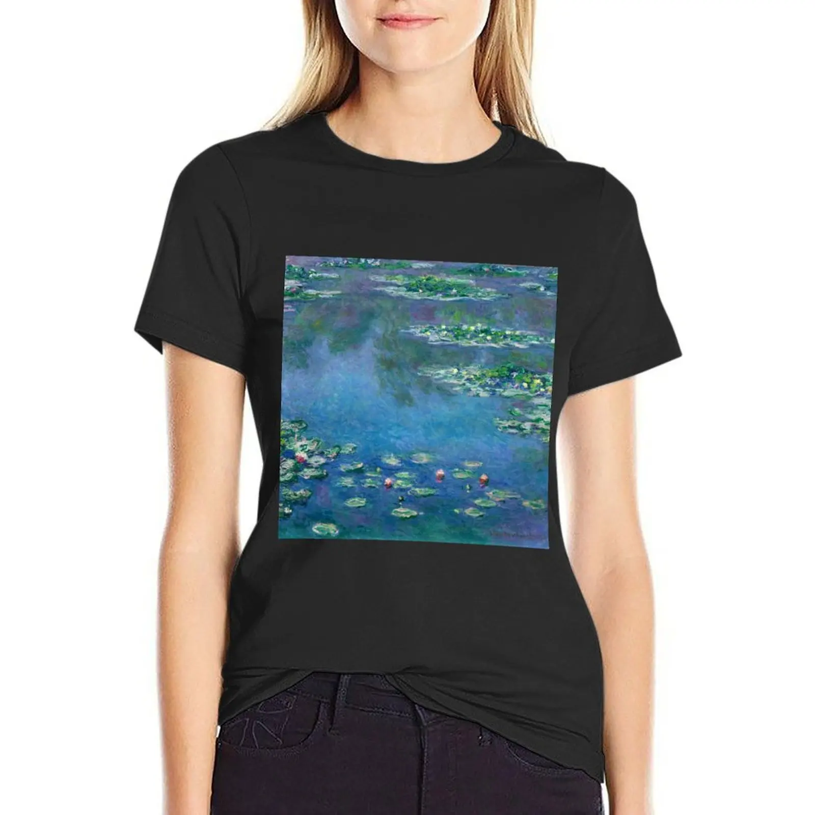 Water Lillies Claude Monet Famous Painting Art Impressionism T-Shirt summer tops plus sizes white t-shirt dress for Women sexy