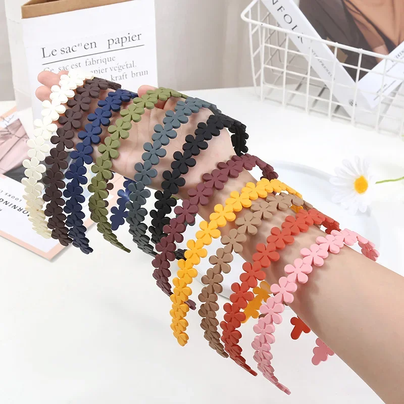 New Fashion All-match Acrylic Sweet Flower Headband Hairbands for Women Girl Clamp Hair Accessorie Headwear Wholesale