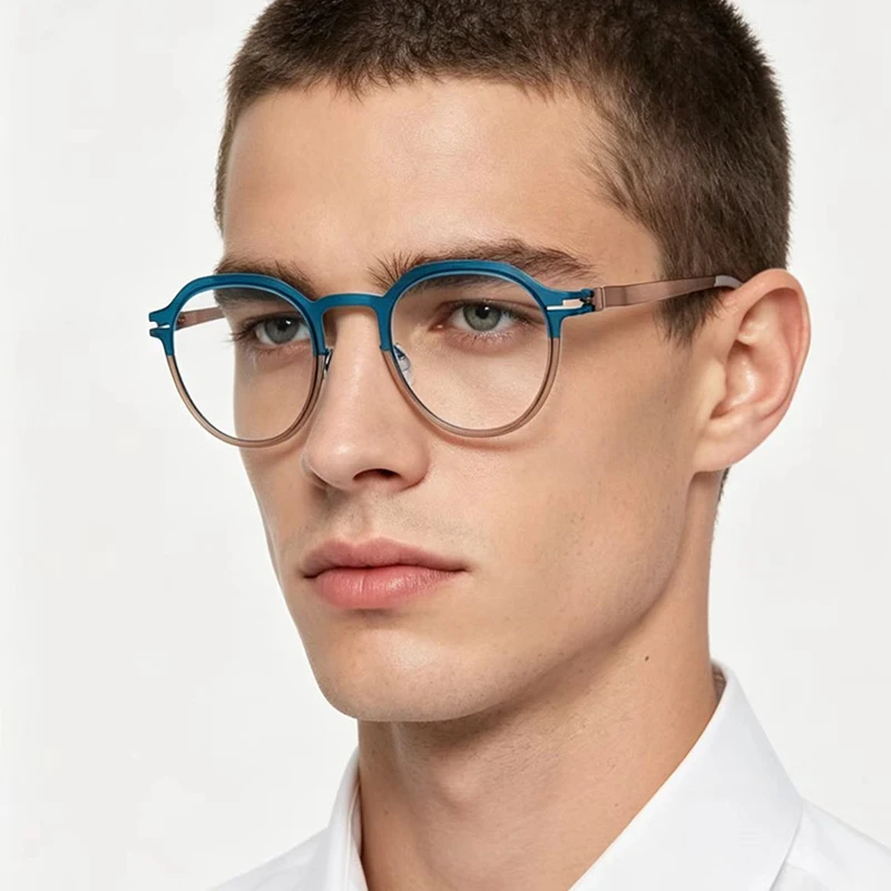 

Fashion Two-tone Eyeglasses Frame Black Red Metal Optical Glasses Anti Blue Light Spectacles for Men Women Myopia Prescription42