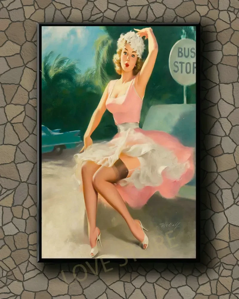 P018 Vintage Beautiful Pin-up Girl Classic Picture 121 Silk Fabric Poster Art Decor Indoor Painting Gift