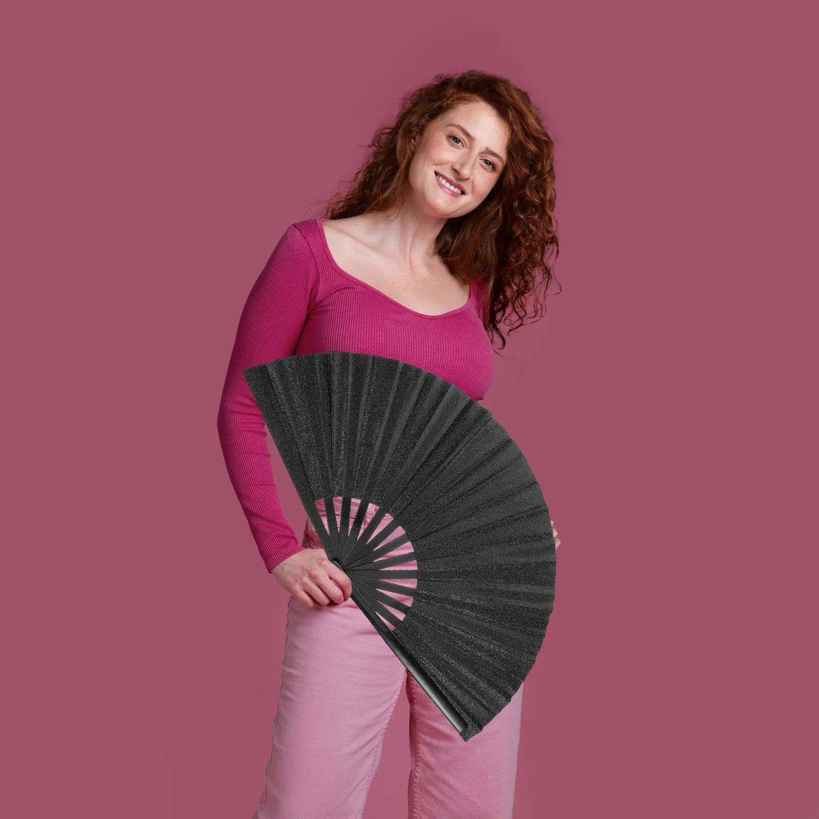 Glitter Kungfu Fan Foldable Handheld Fan for Cooling Rave Performance Martial Arts Folding Fans