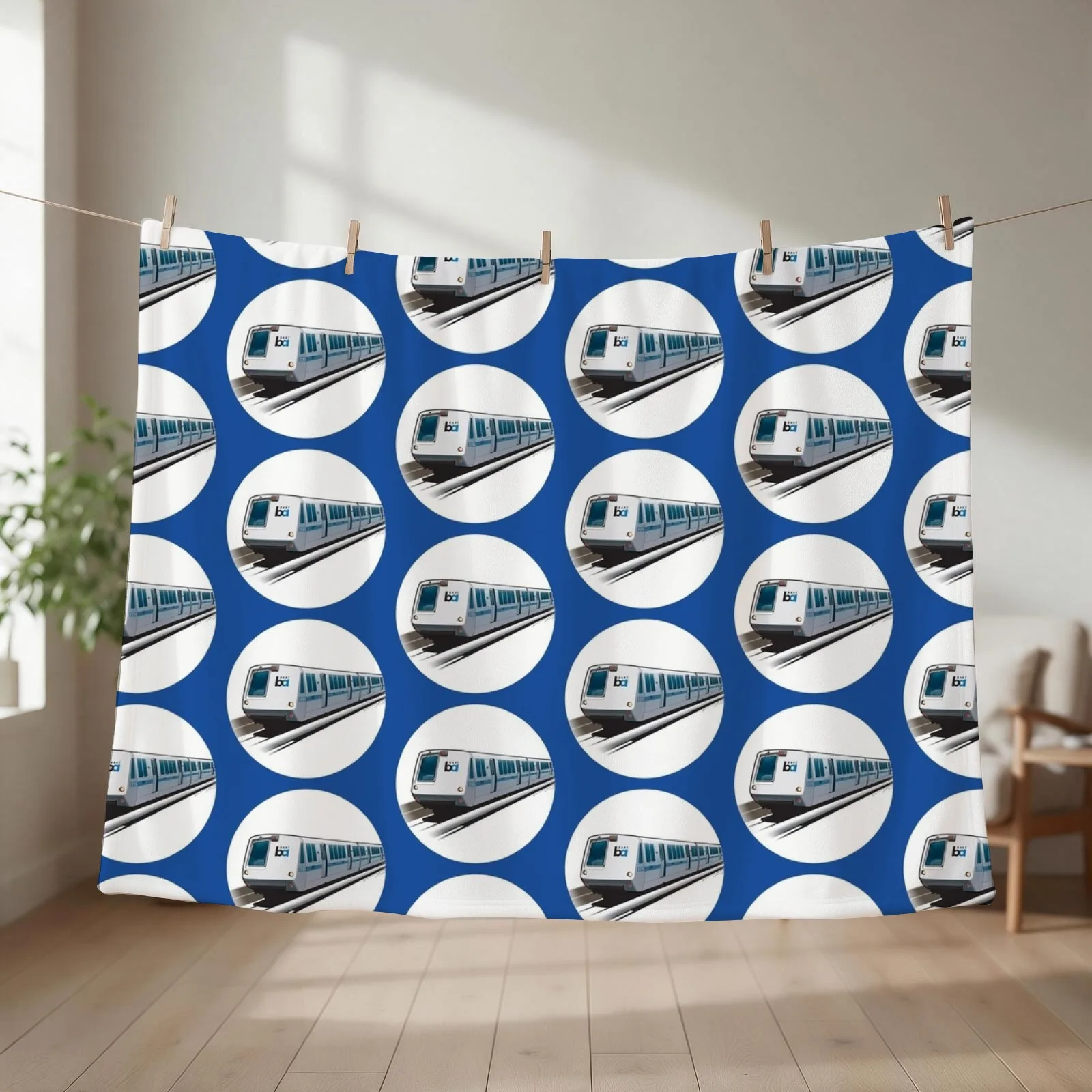 Illustration of a BART Train (Bay Are Rapid Transit) Throw Blanket couch cozy soft plush fuzzy picnic outdoor blanket