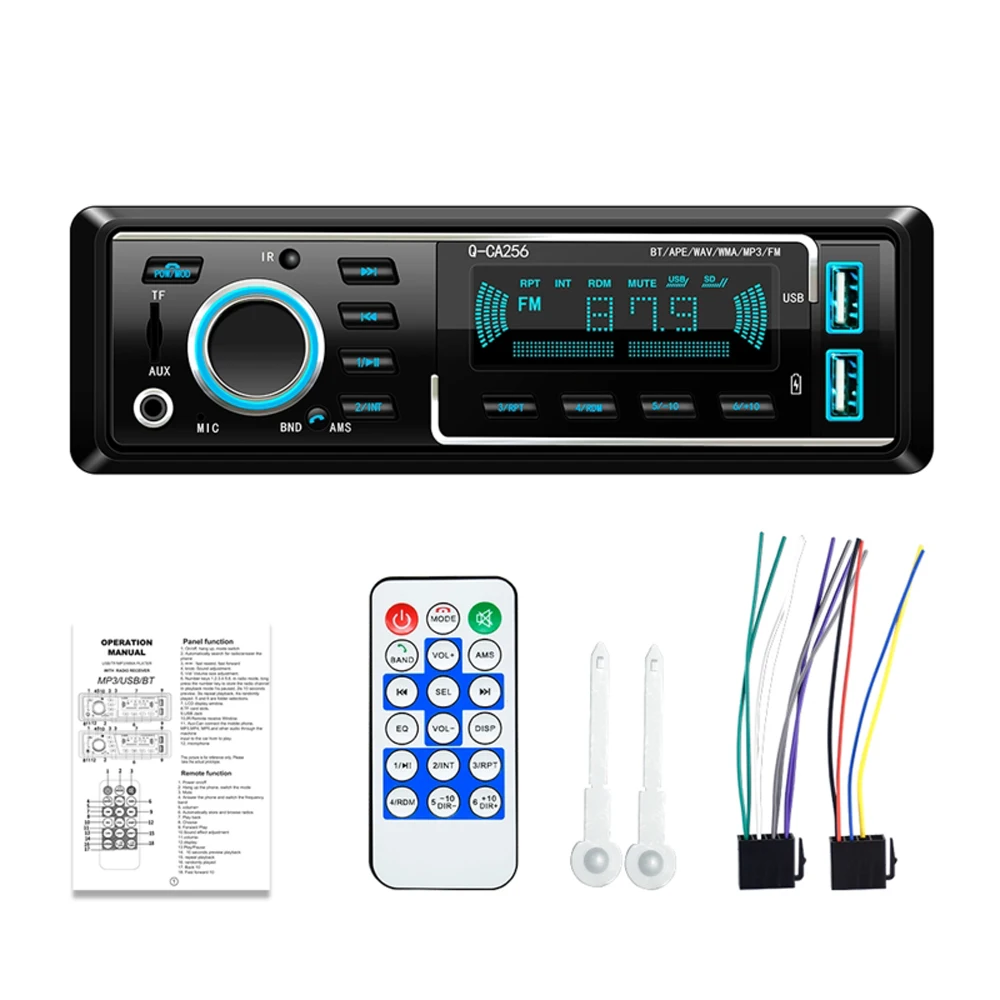 

Car Radio Audio Bluetooth-Compatible Stereo Mp3 Player Fm Receiver with Dual Usb Charging/remote Control Aux/tf Card In Dash Kit