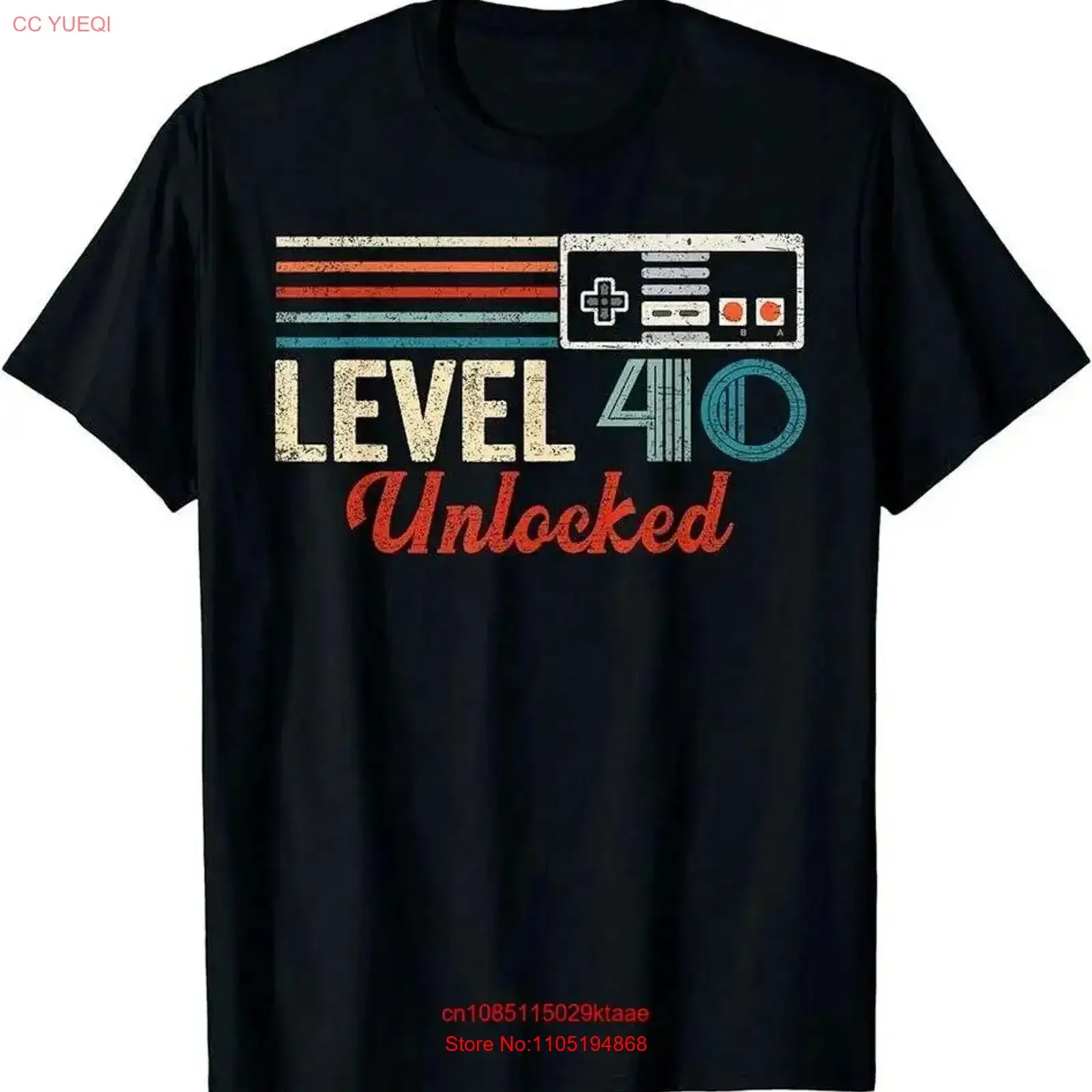 Unlocked Level 40 Birthday Boy Video Game Controller T Shirt vintage Washed Breathable Comfortable Casual Slightly Versatile