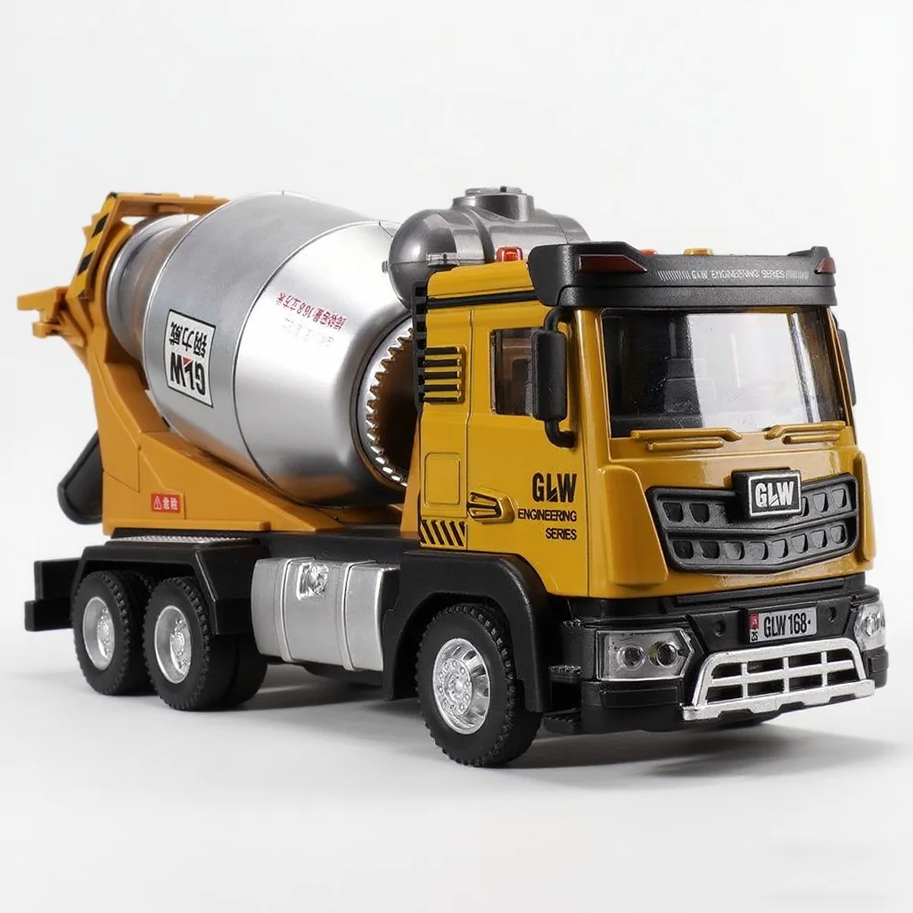 

1:40 Mixer Truck Alloy Diecast Model Engineering Construction Play Vehicles Sound Light Pull Back Collection Toys For Children