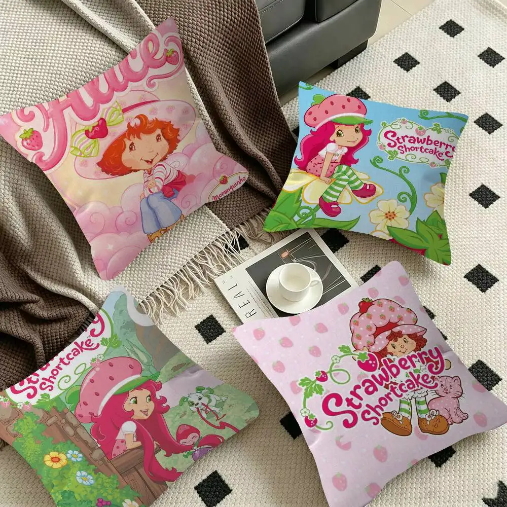 Cute girl S-Strawberry S-Shortcake  Cushion Cover Pillowcase Upholstery Sofa Throw Pillow Home Decor Pillowcas