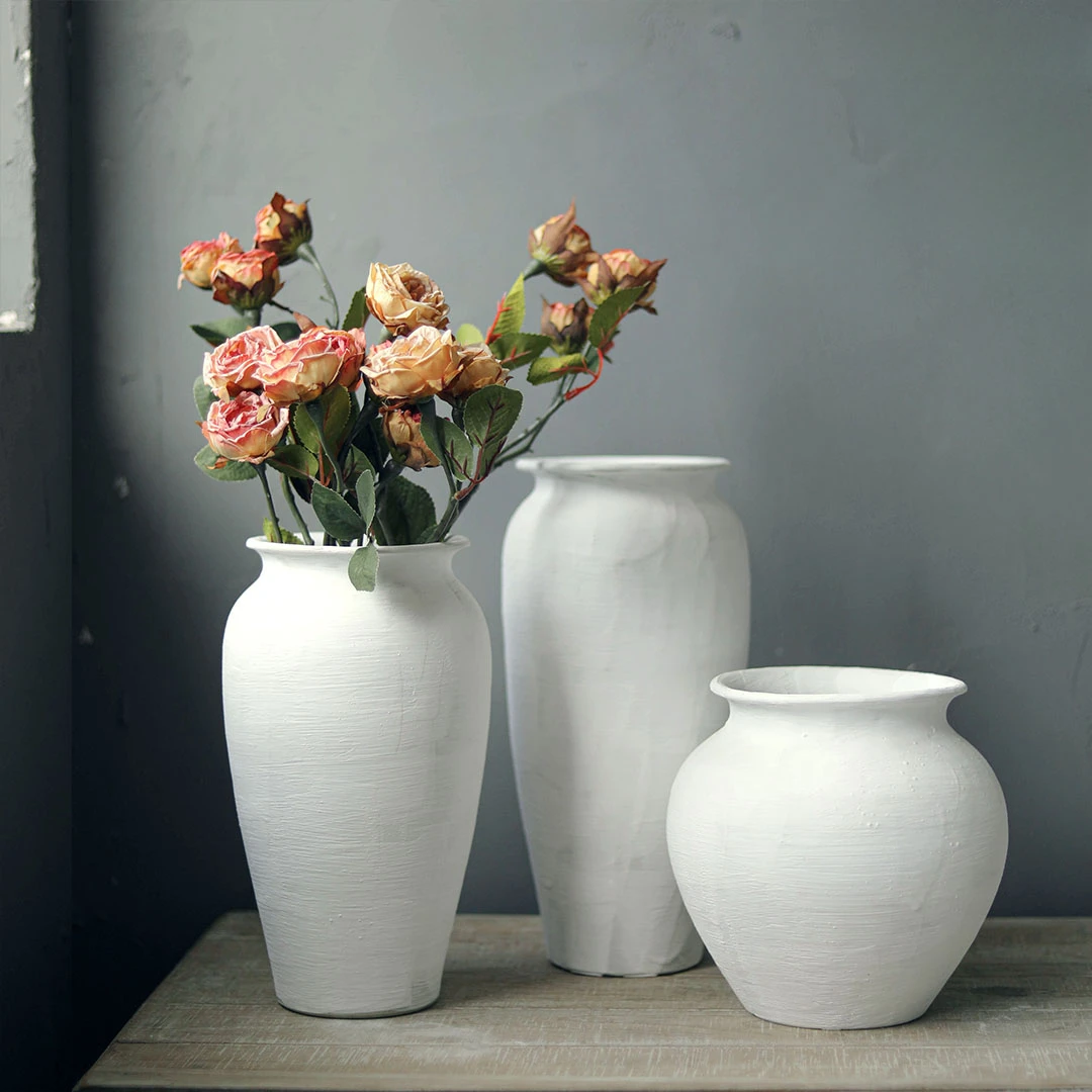 

The product can be customized.White ceramic vase with inset style Nordic home decor, living room decoration, dry flowers