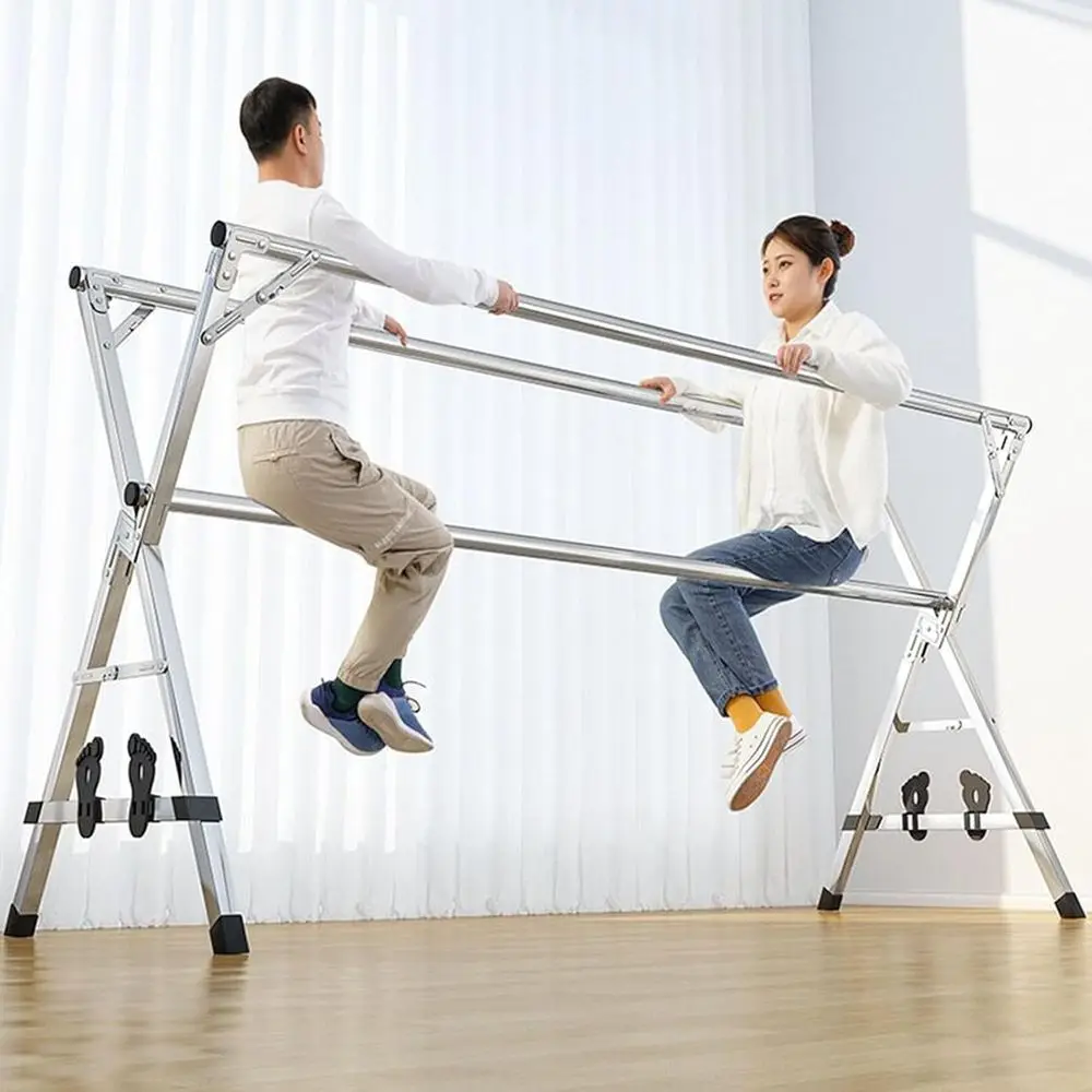 Portable Stainless Steel Indoor/Outdoor Clothes Drying Rack, Space-Saving 200cm Garment Hanging System