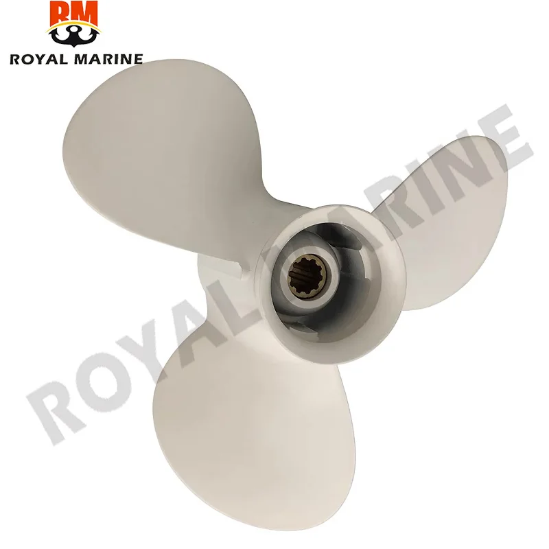 664-45949-02-EL Outboard Propeller 9 7/8x13 Aluminum Alloy For Yamaha Boat Engine 20-30HP Right-hand Rotation 3 Blades White66