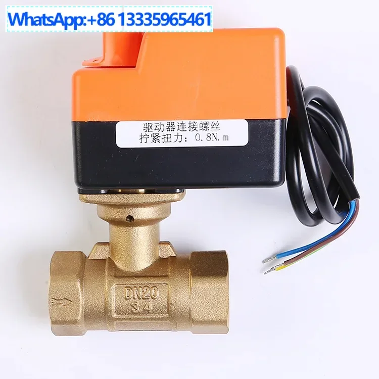 

2Pcs DN203/4 Flat Bottom Electric Ball Valve Direct Two-way Valve with Manual Switch Brass Threaded