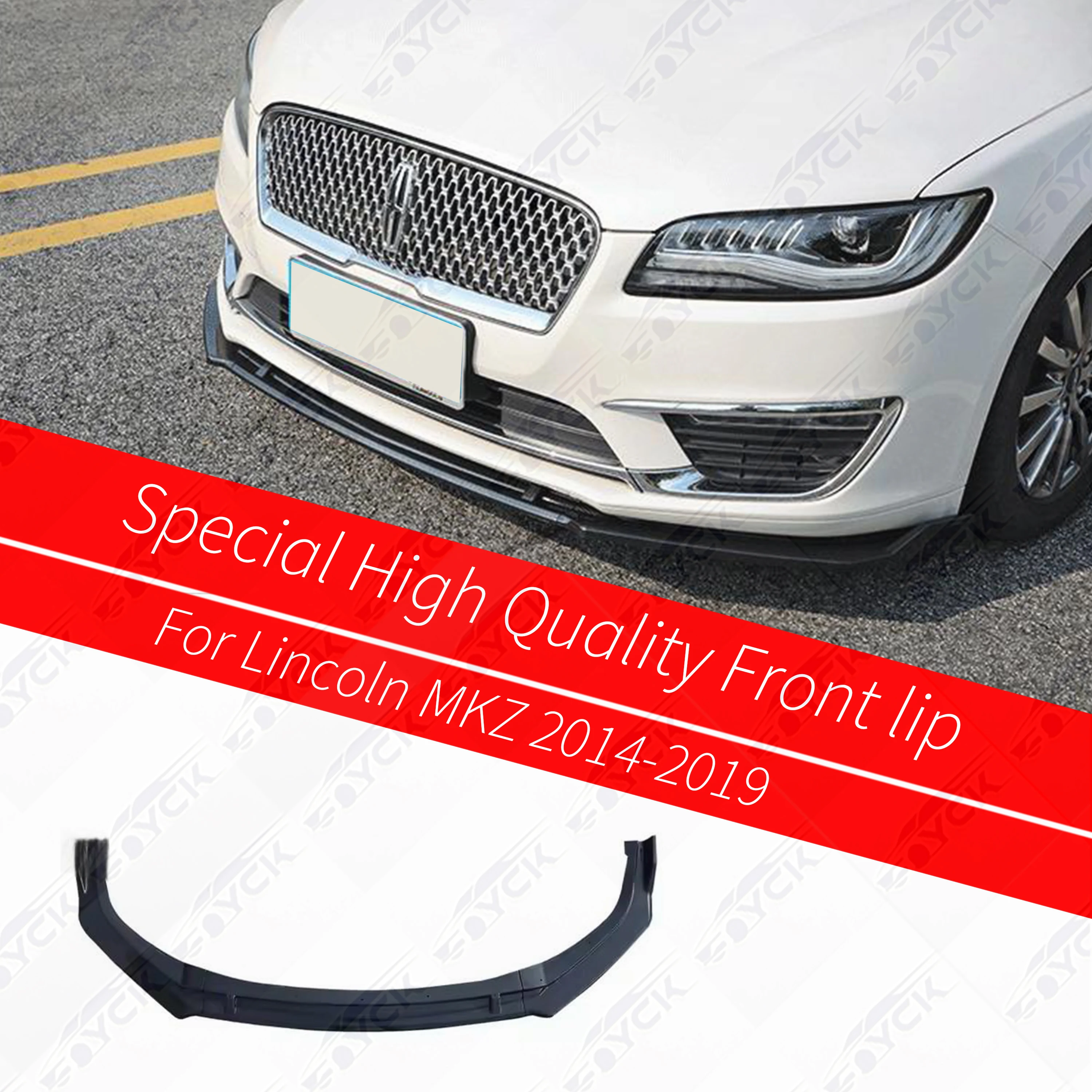 

Car Front Bumper Lip 3 Pcs Black Splitter Diffuser Lip Body Kit Spoiler Bumpers for MKZ 2014-2019