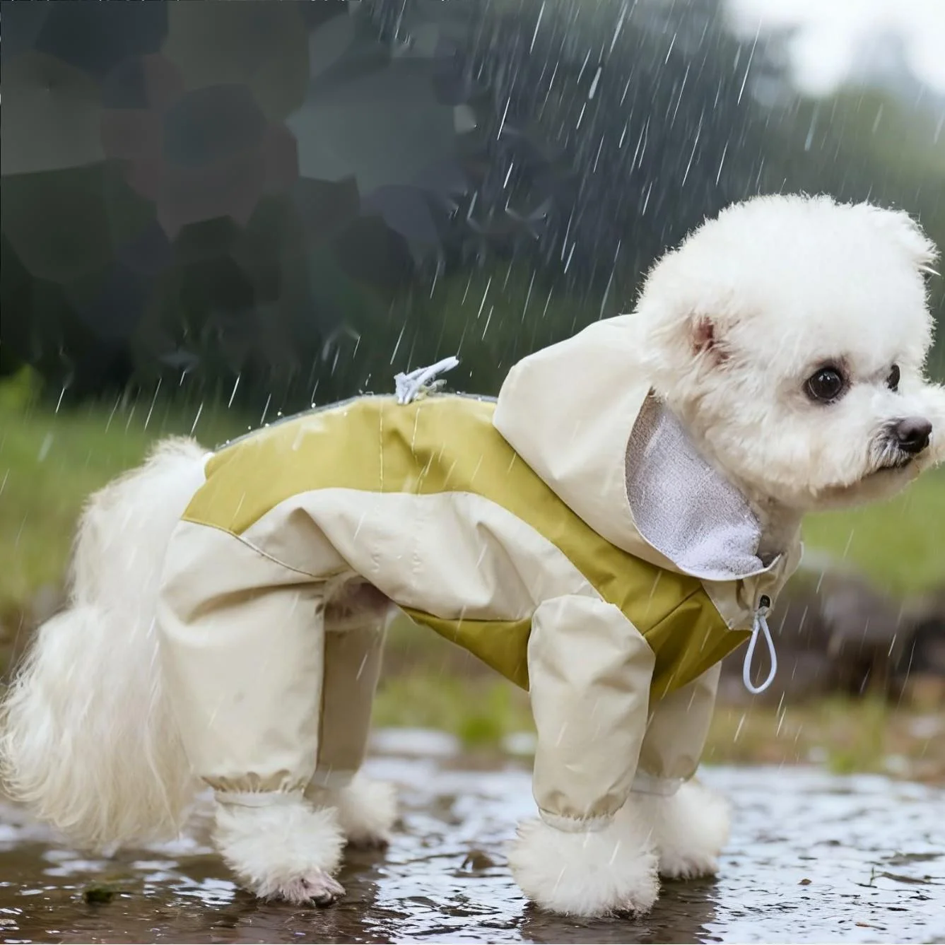 

Водонепроницаемая куртка от дождя с твердым корпусом для собак, четырехногая ветрозащитная рабочая одежда с цветными блоками, уличное пальто для домашних животных для пеших прогулок, кемпинга, дождливых прогулок