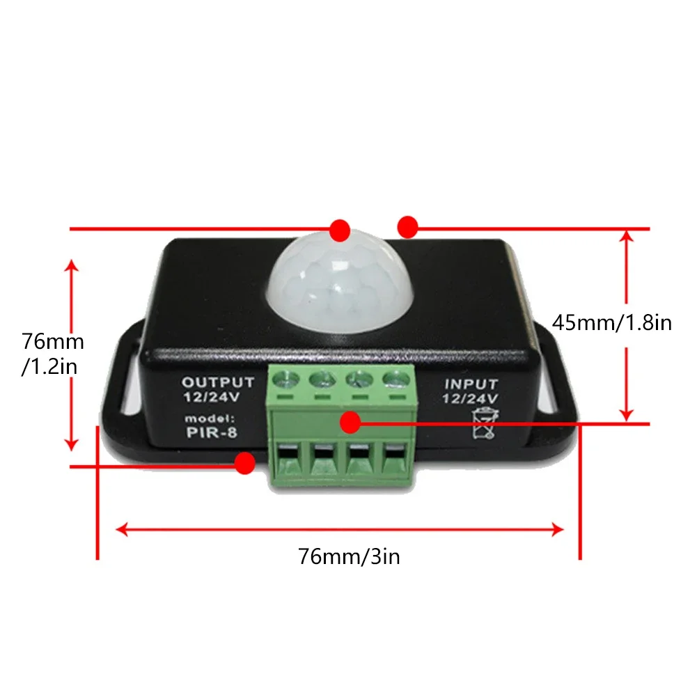 DC 12V/24V LED Motion Sensor Switch Body Infrared Sensing Controller Motion Detector PIR Motion Sensor for LED Strips/Bulbs