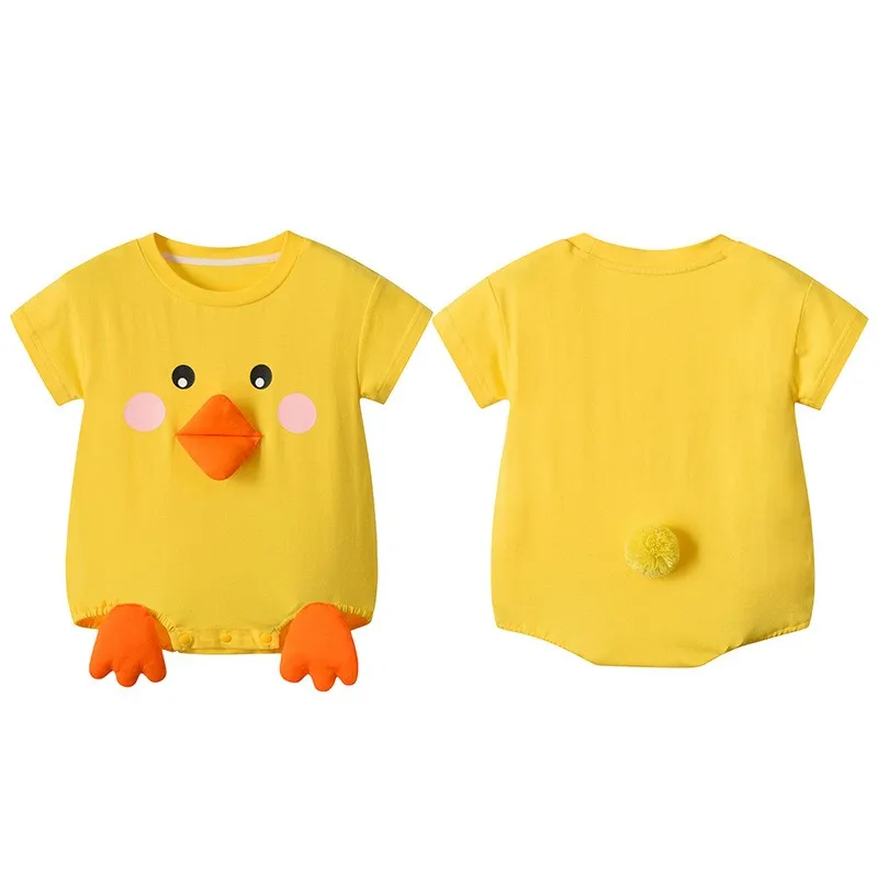 Summer new style baby bag with bib, cute little yellow duck for boys and girls, super adorable short-sleeved shirt for newborns view 6