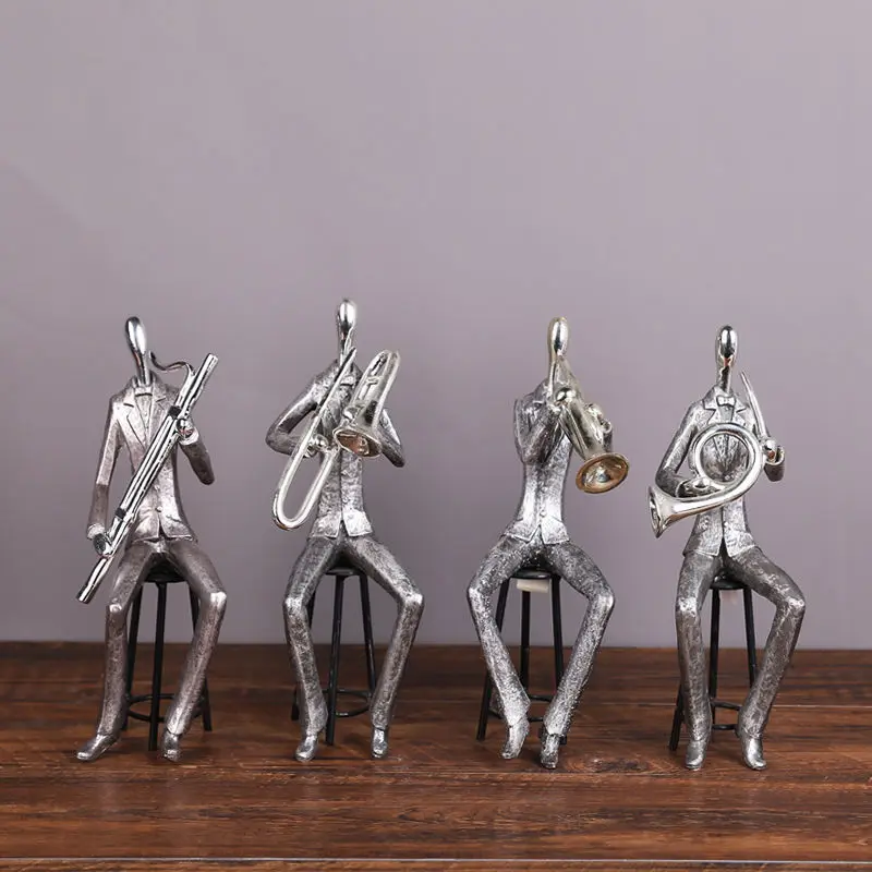 

European Music Character Jazz Symphony Band Resin Decoration Cafe Study Office Figurines Crafts Home Livingroom Sculpture Decor