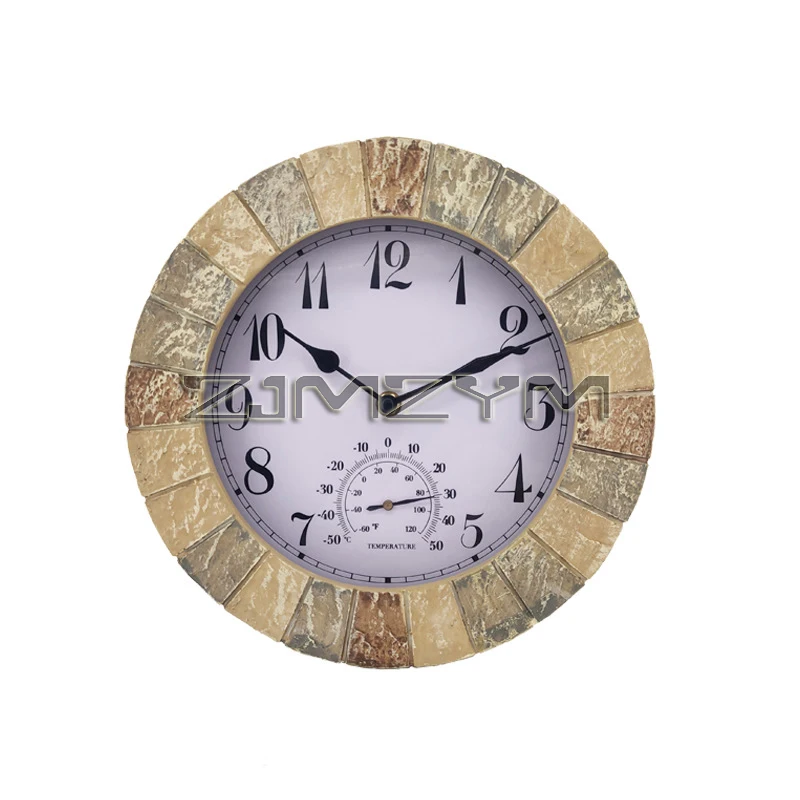 Outdoor Clocks for Patio Waterproof with Thermometer - 10 inch Easy to Read Wall Clock for Pool, Garden & Home Decorative