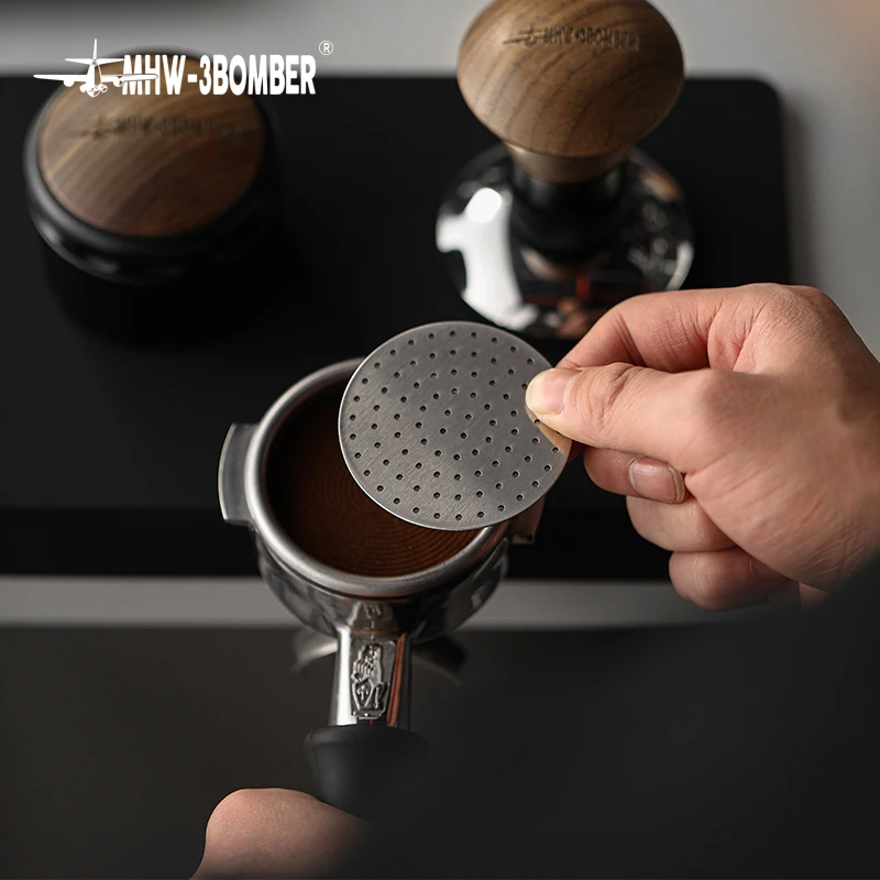 MHW-3BOMBER Titanium Coating Espresso Puck Screen 51/53/58.5mm Reusable Metal Filter 0.8mm Thickness Lower Shower Screen