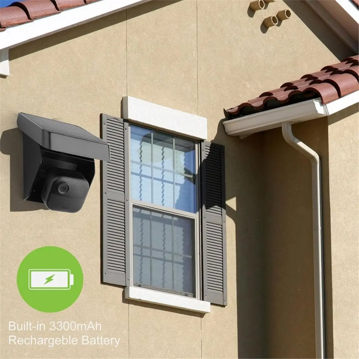 Y65A Solar Panel Charging Mount for 4 (4th Gen)/ XT3/XT2/XT Camera,IP67 Weatherproof,Internal 2000mAh Battery
