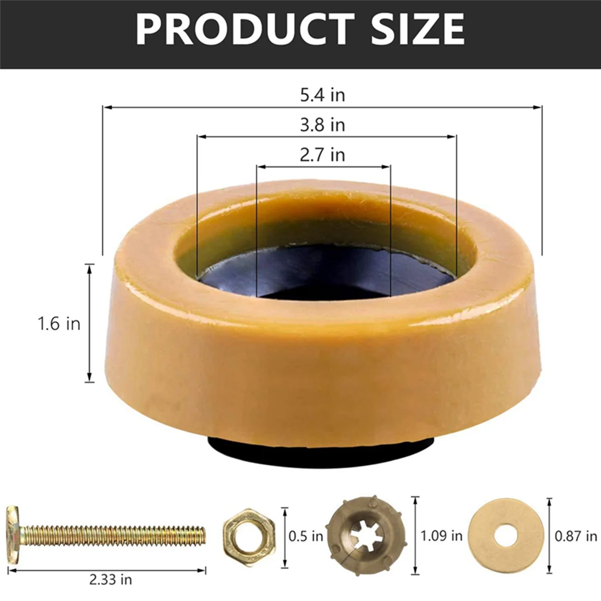 Toilet Wax Ring Kit for Floor Outlet Toilets New Install or Re-seat with Flange and Bolts