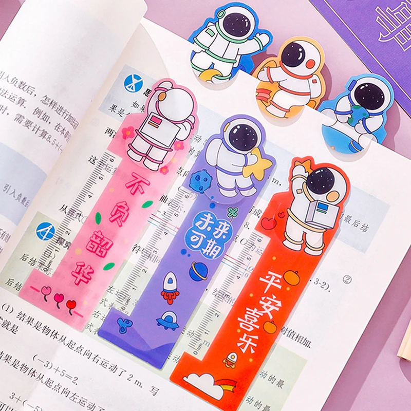 Yatniee confezione da 6 pezzi righello segnalibro astronauta righello carino materiale scolastico accessori per libri accessori per ufficio