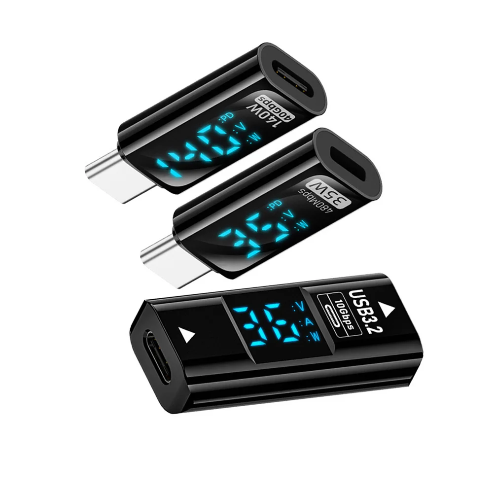 3pcs/lot Type-C Smart LED Display USB-C Female to USB Type-A 8P Adapter Data Current Voltage Fast Charging Monitoring Display