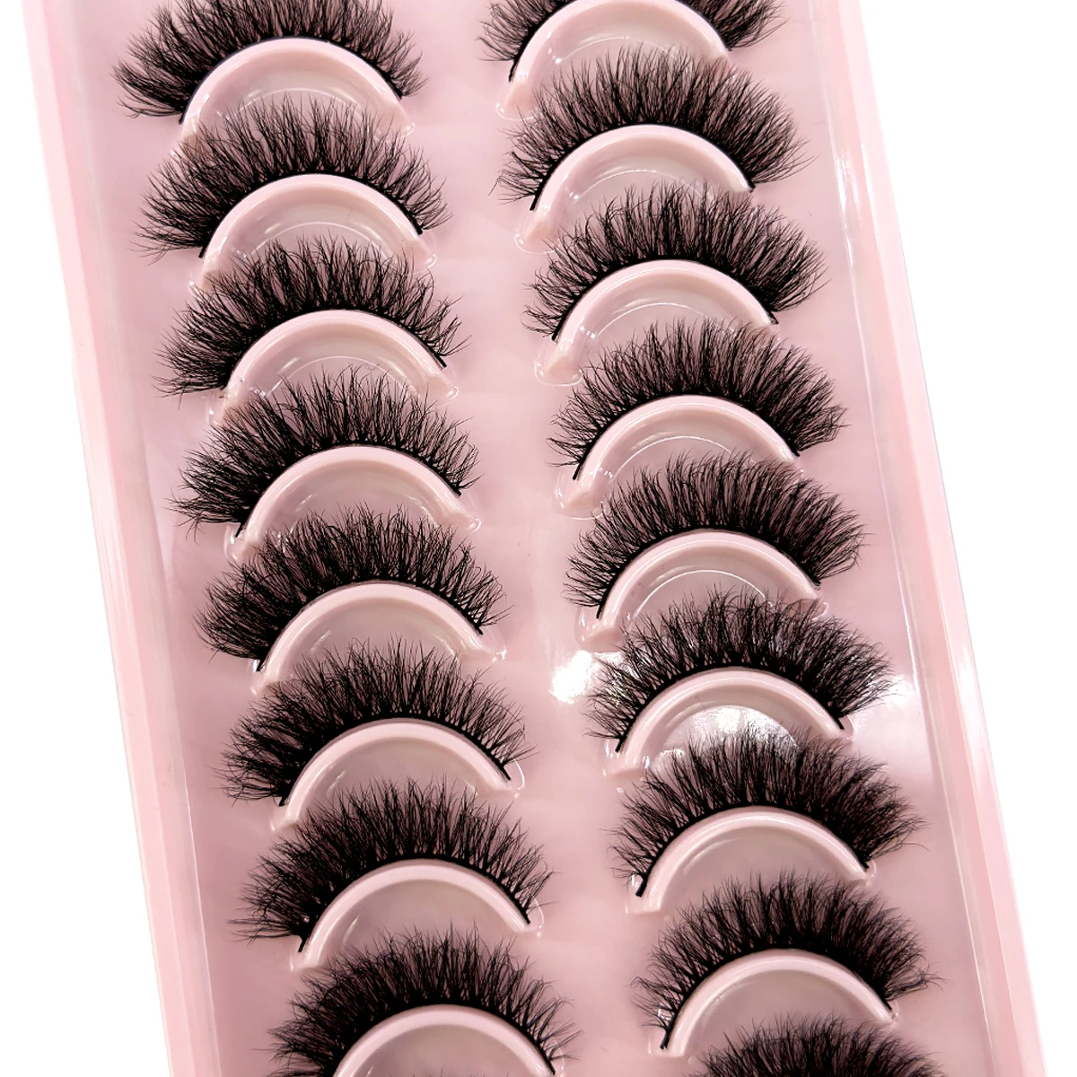10 Pairs Russian Strip Fluffy Mink Lashes Russian Volume Eyelashes Fake Eyelashes Dramatic Messy Mink Lashes Wispy Long Foxy