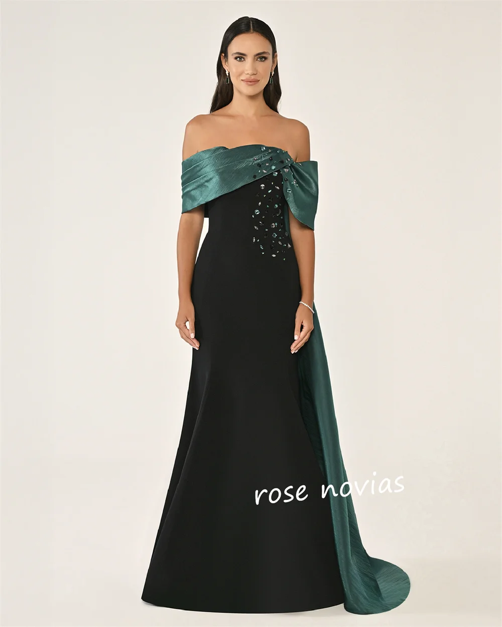 تخصيص جيرسي مطرزة الديكور خارج على الكتف البوق فساتين طويلة مناسبة مخصصة مساء رسمي رائع #5