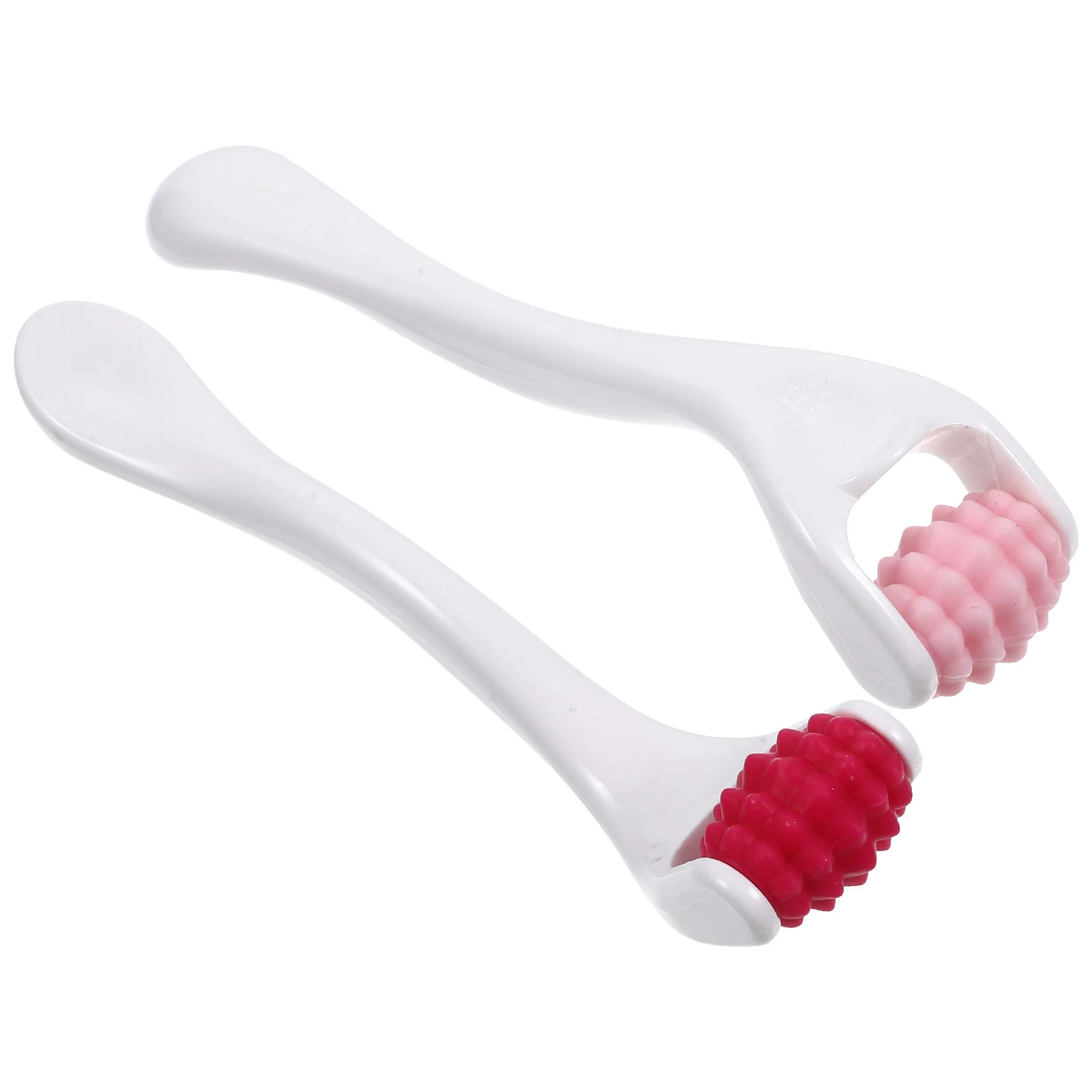 2 Pcs Eyes Face Roller Silicone Cream Massage Stick Mini Facial Beauty 2pcs (pink + Rose Red) Neck Abs Muscle