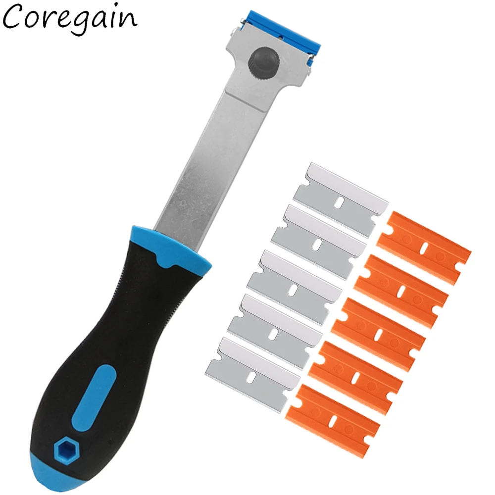 

Double-sided Scraper Blade Window Cooktop Oven Stove Squeegee Tool Steel Plastic Blades Sticker Remover Car Glass Cleaning Tools