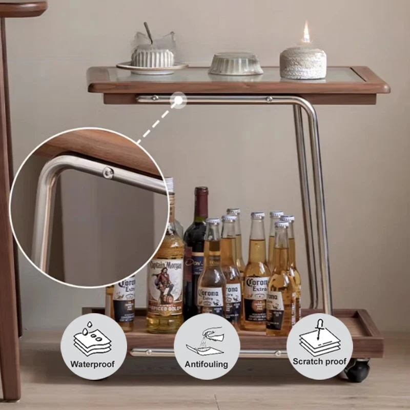 

# Modern Simple Living Room Sofa Solid Wood Side Table Minimalist Small Household Solid Wood Movable Small Push Tea Cart
