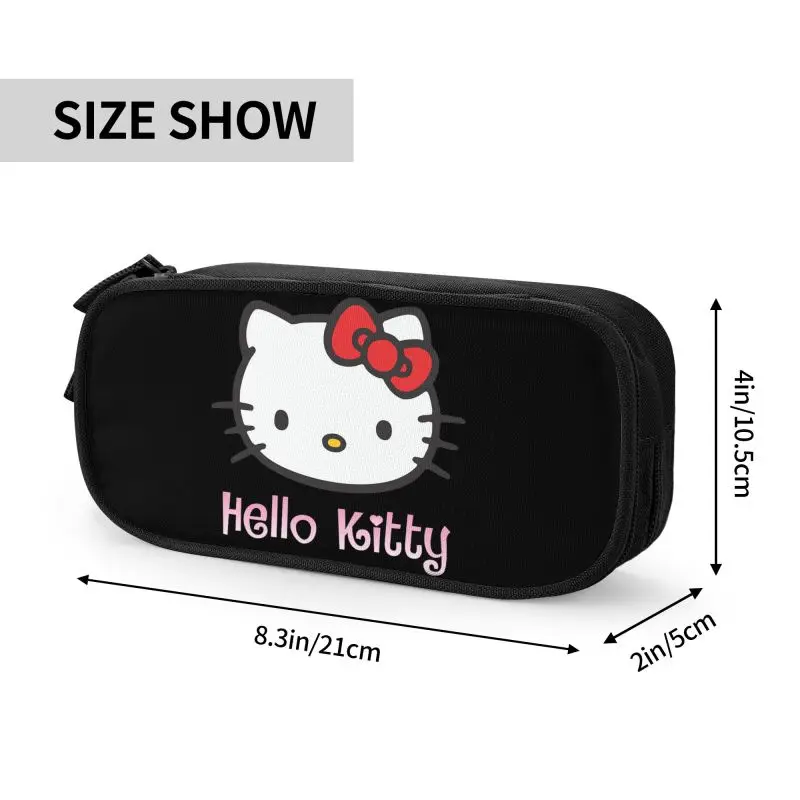 Imagem -04 - Estojos de Lápis Hello Kitty para Meninos e Meninas Grande Capacidade Gato dos Desenhos Animados Caixa Coreana Papelaria para Estudantes Personalizado