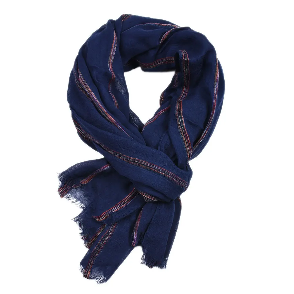 Lenço listrado de linho de algodão masculino, pashmina quente, lenços masculinos, marca de moda outono inverno