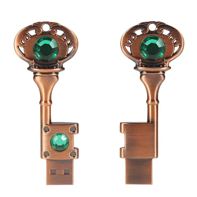 Metal Love Heart Key USB 2.0 Flash Drive Creative Gifts Pen Drive Real Capacity Memory Stick 64GB U Disk