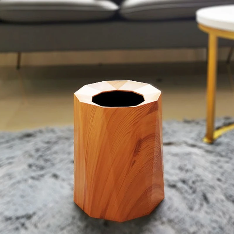 

Легкая роскошная мусорная корзина для гостиной, скандинавский мусорный бак, кухонное ведро для хранения пищевых отходов, двухслойное мусорное ведро с древесным зерном